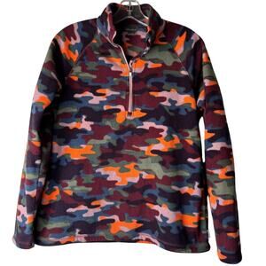 Eddie Bauer Quest Quarter Zip Fleece Pullover Multicolor Camo Size Medium